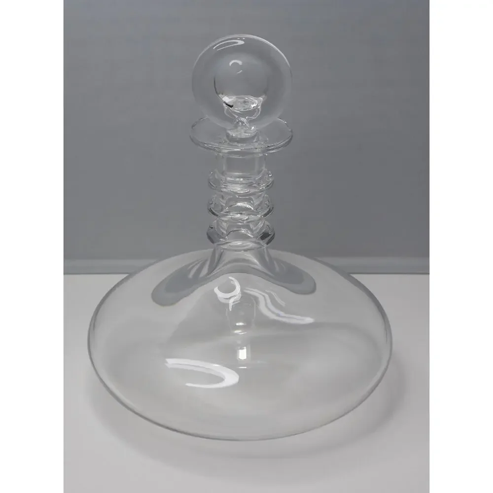 Baccarat Blown Glass Spiral Ring Neck Ship's DECANTER with Moon Stopper France